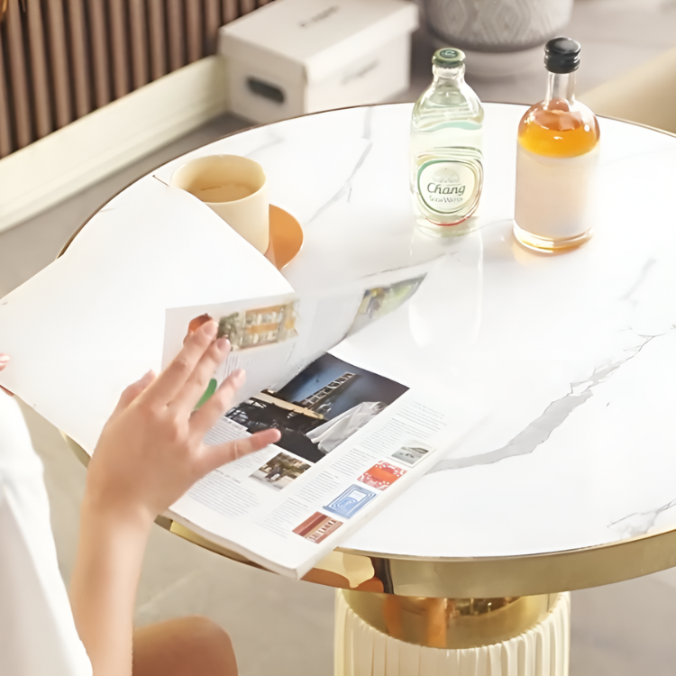 マーブル調グリッタリングラウンドテーブル