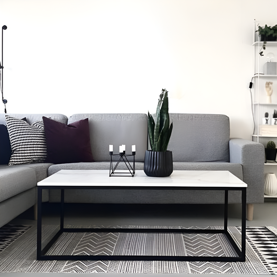 大理石調ノルディックコーヒーテーブル
