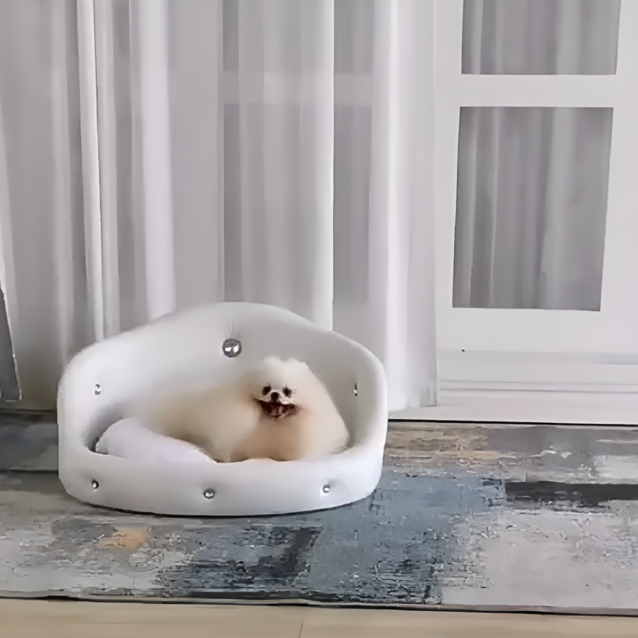 ビジュー付きクラウンペットベッド