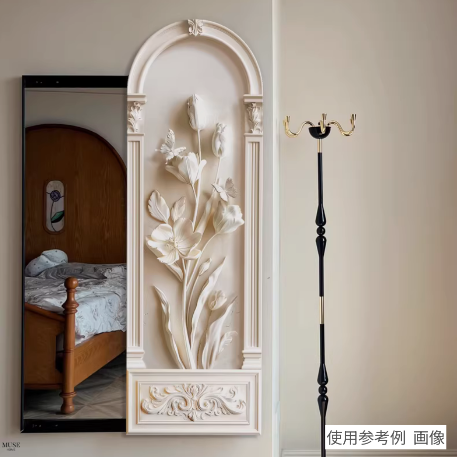 フレンチクリームスカルプチャーライクアートミラー