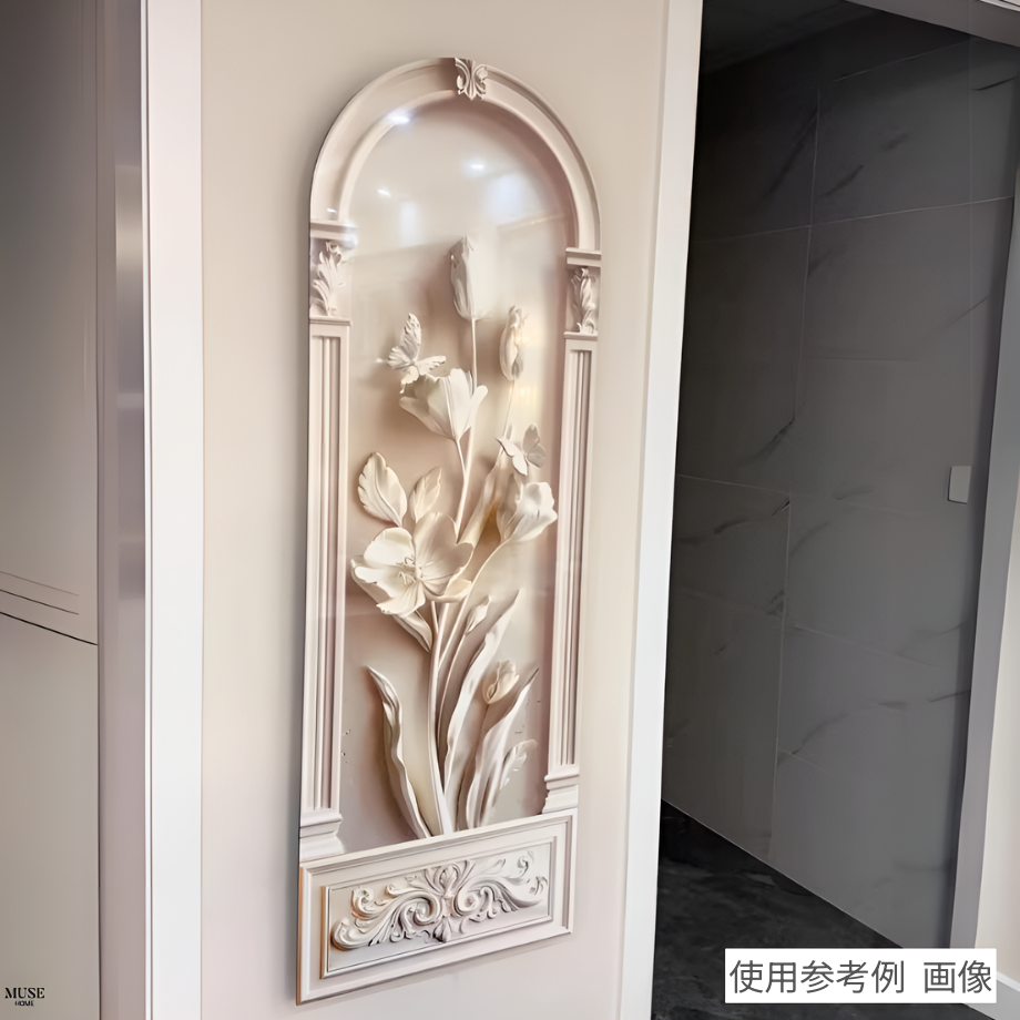 フレンチクリームスカルプチャーライクアートミラー