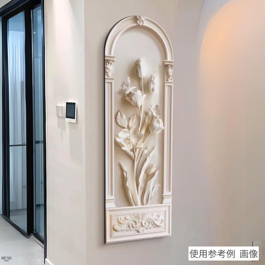 フレンチクリームスカルプチャーライクアートミラー