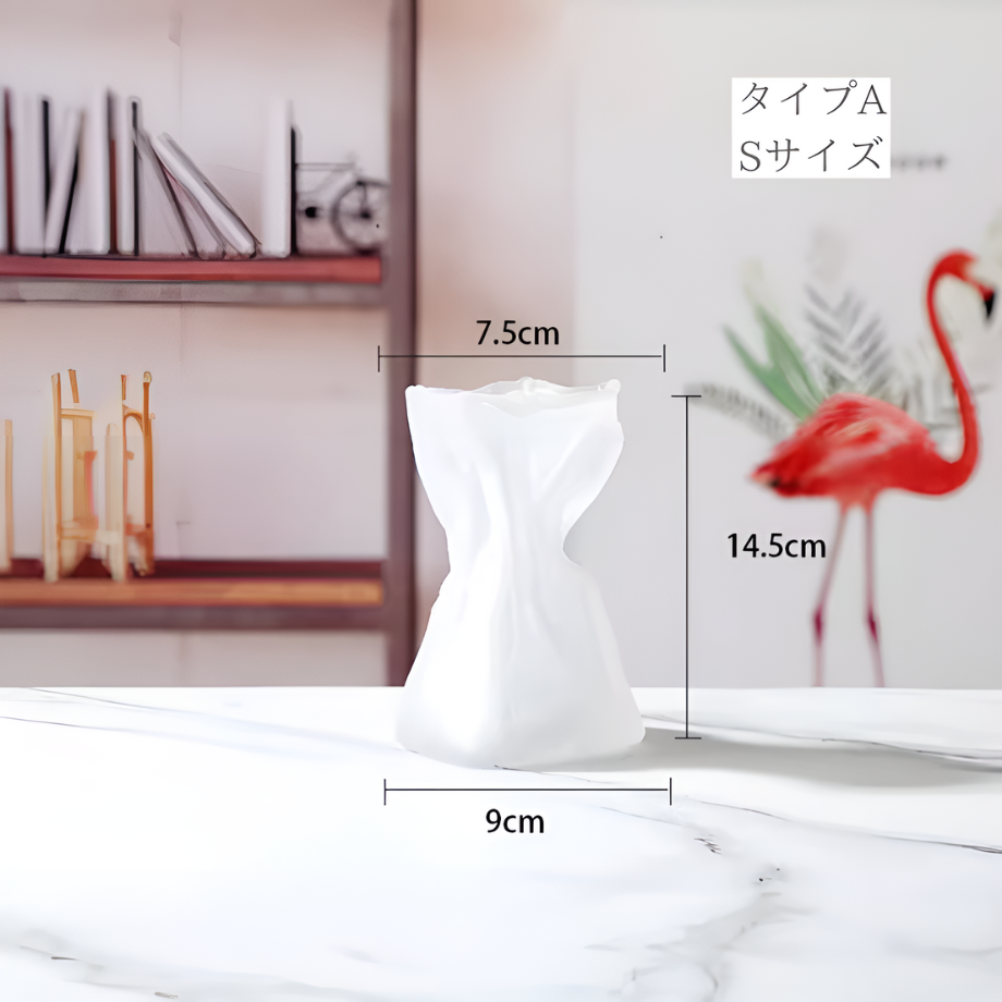 ホワイトガラスウェーブフラワーベース