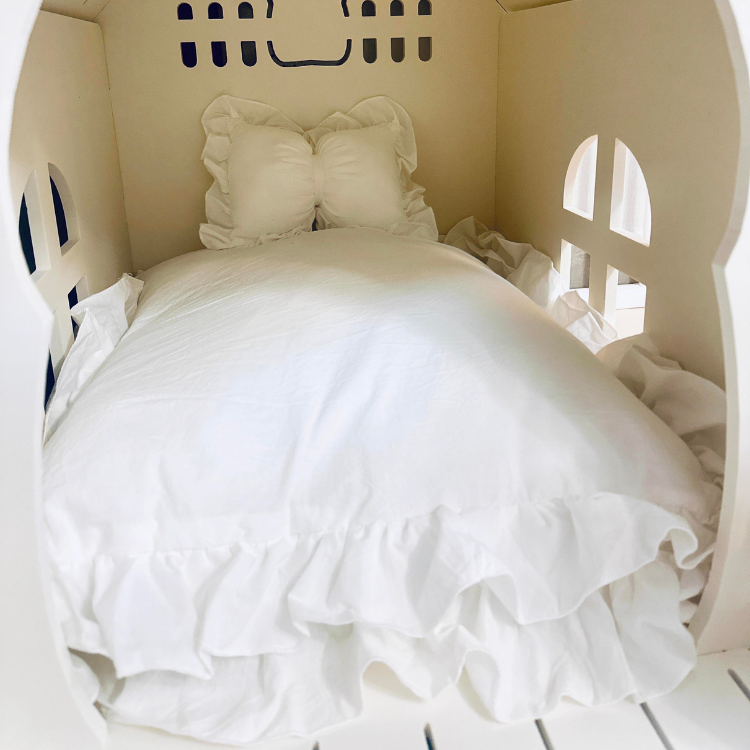 スクエアレースリボンペットベッド