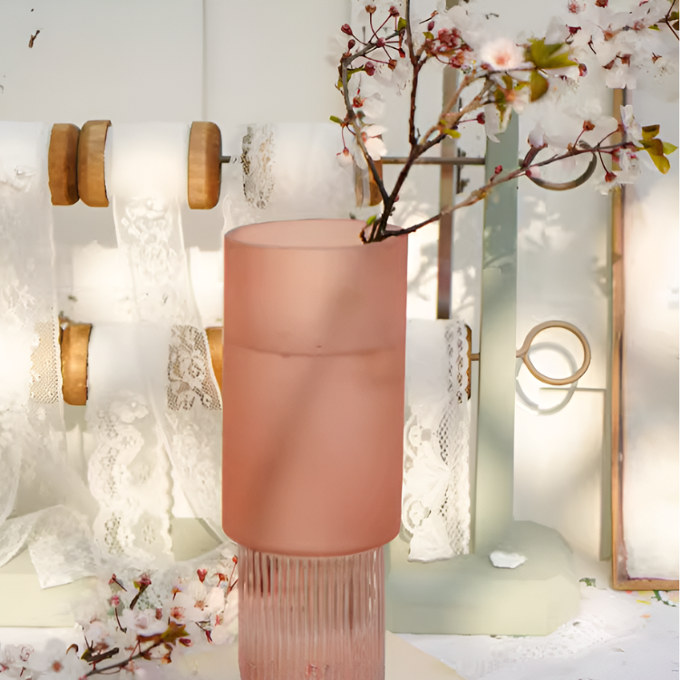 ピンクフロステッドフラワーベース