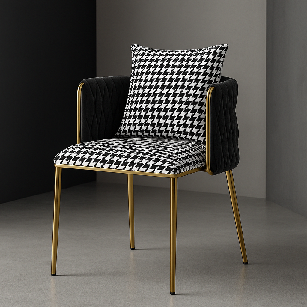 ゴールドラインダイニングチェア（千鳥柄）
