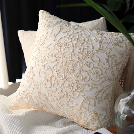 【即納商品】アンティークレース刺繍クッションカバー