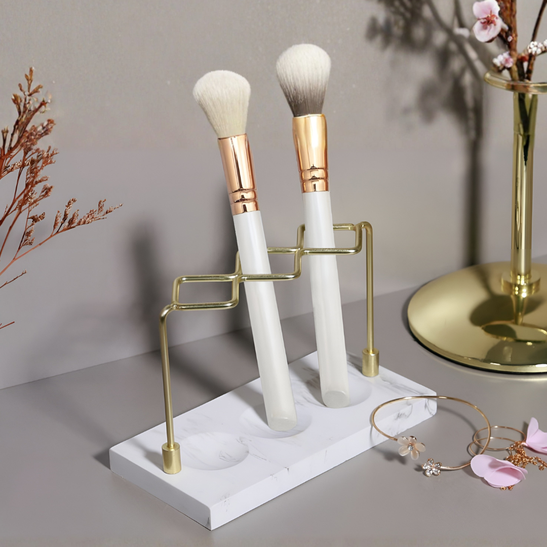 大理石調ゴールドメイクブラシスタンド