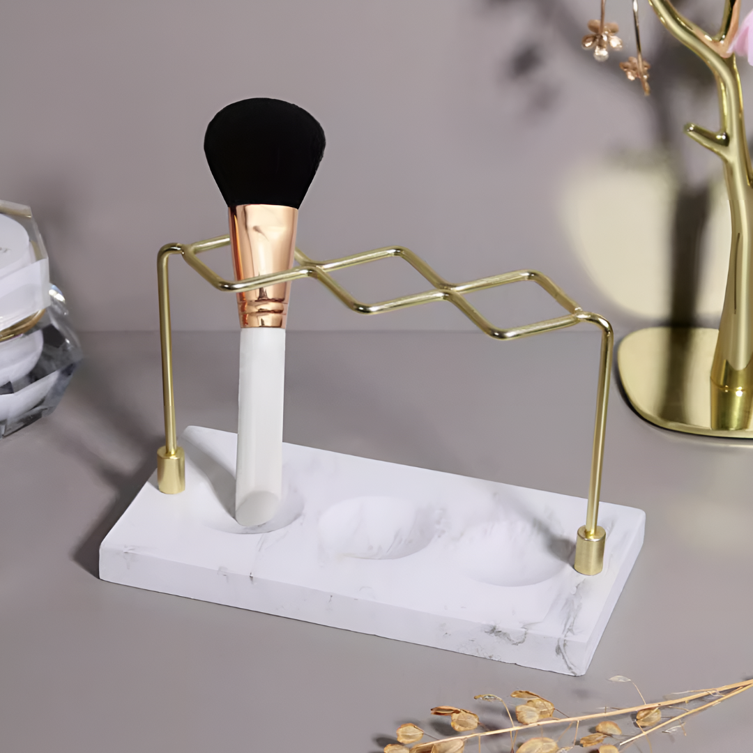 大理石調ゴールドメイクブラシスタンド