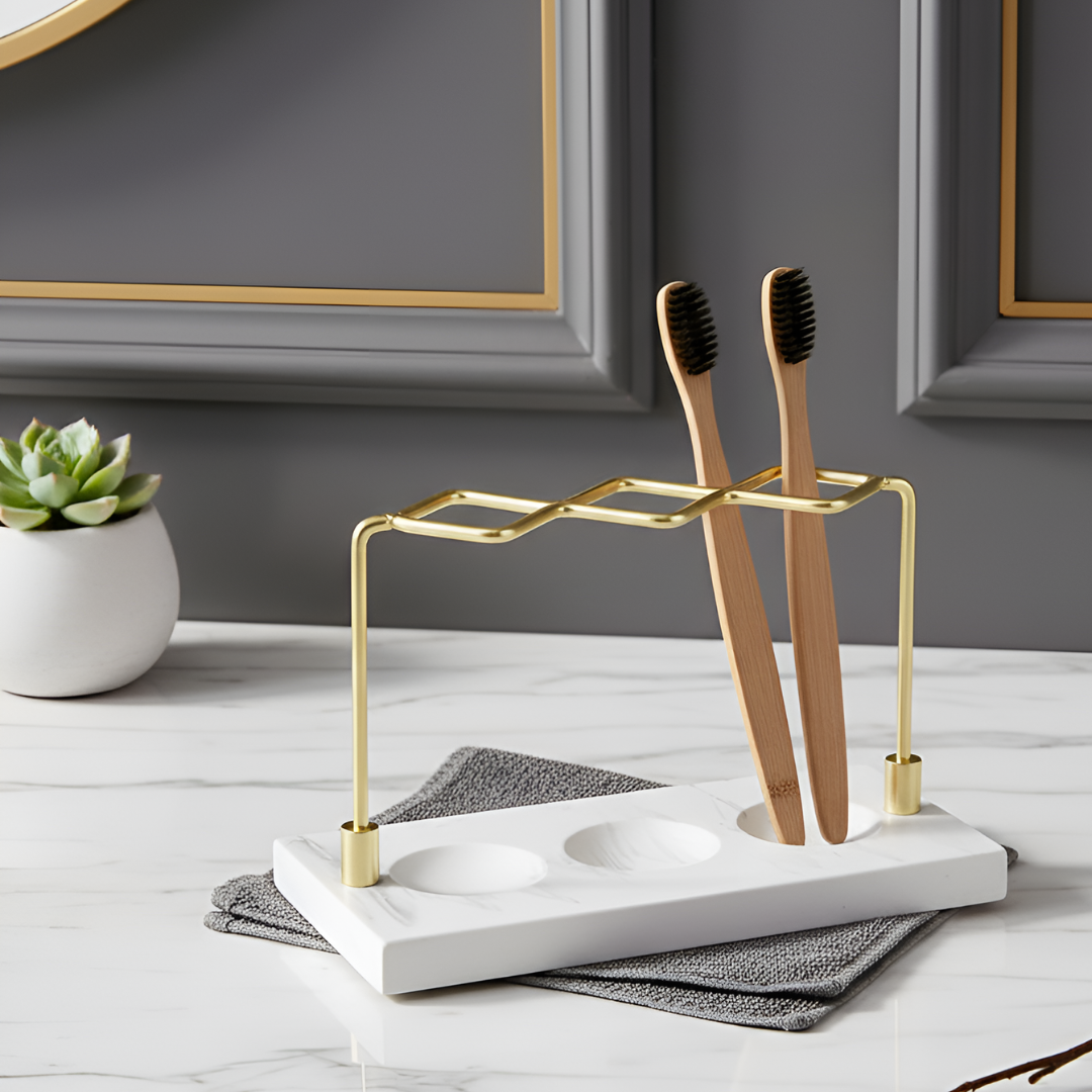 大理石調ゴールドメイクブラシスタンド