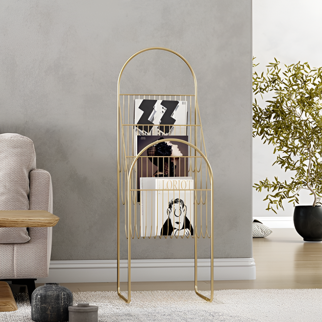 ゴールドアイアンブックラック