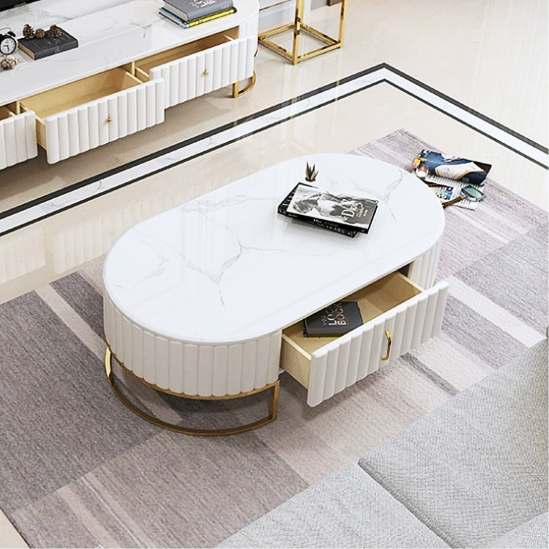 ホワイトモダンコーヒーテーブル