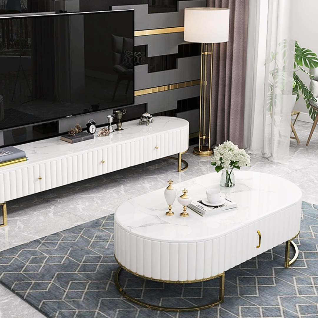 ホワイトモダンコーヒーテーブル