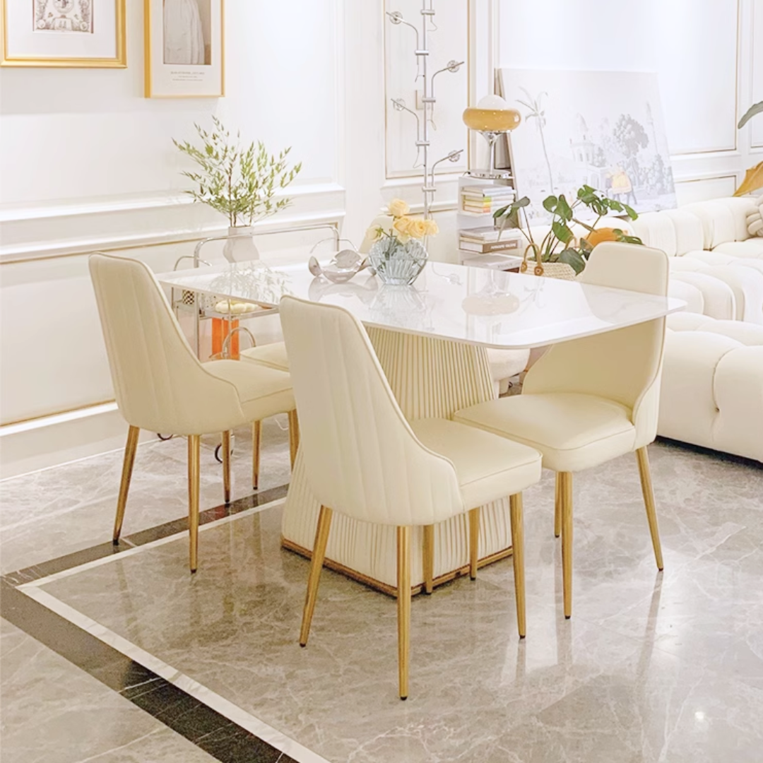 ラグジュアリーライトスクエアダイニングセット