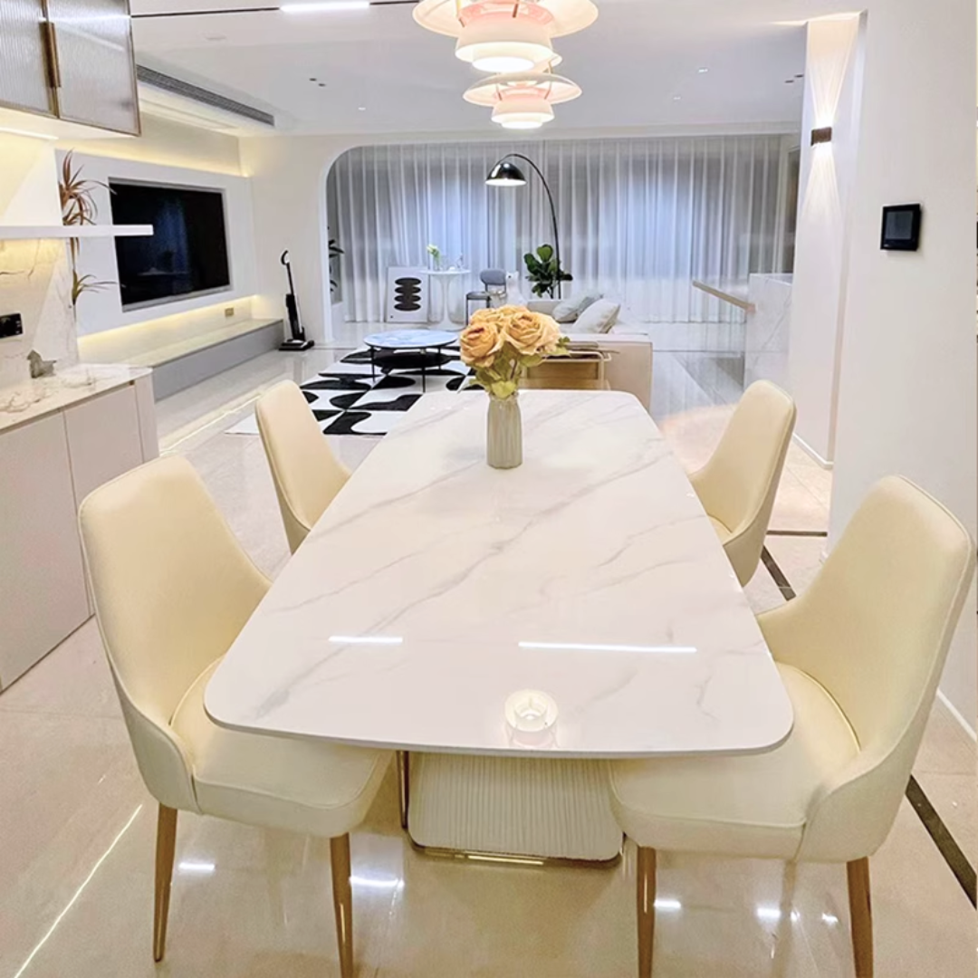 ラグジュアリーライトスクエアダイニングセット