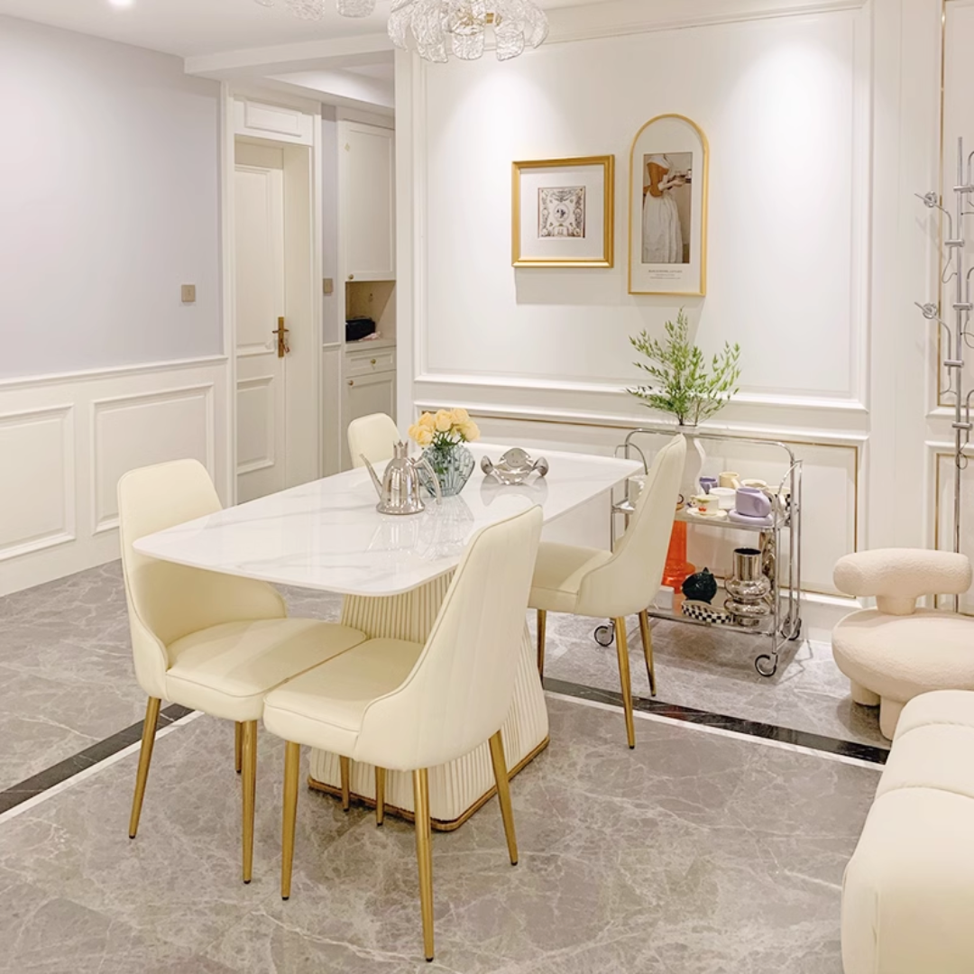 ラグジュアリーライトスクエアダイニングセット