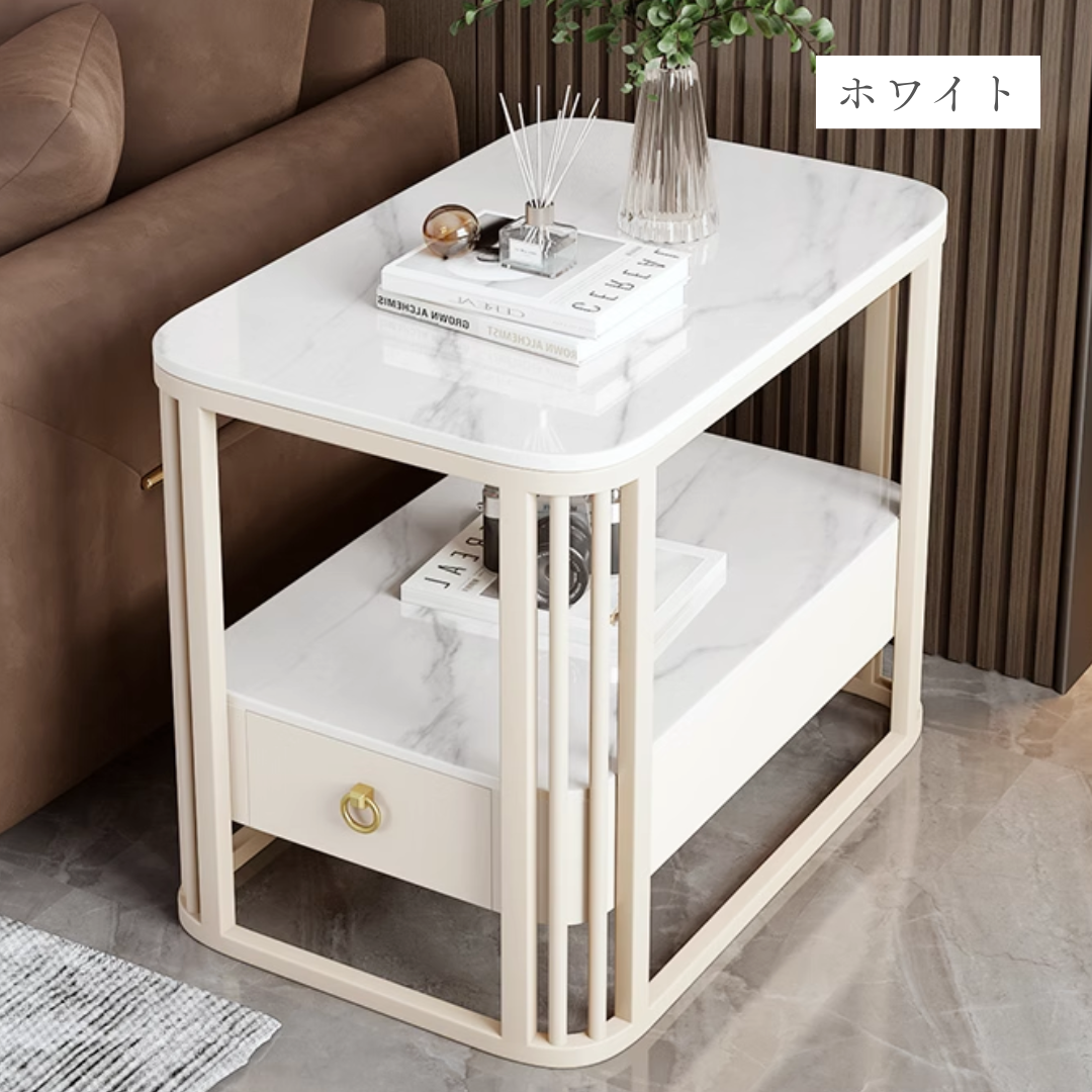 ラグジュアリーマーブル調ソファサイドテーブル