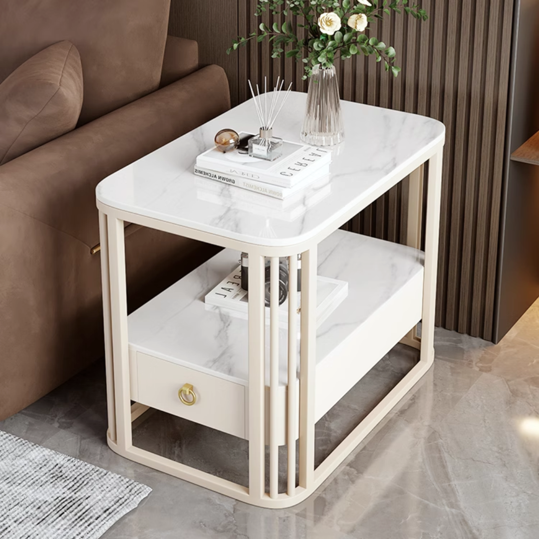 ラグジュアリーマーブル調ソファサイドテーブル