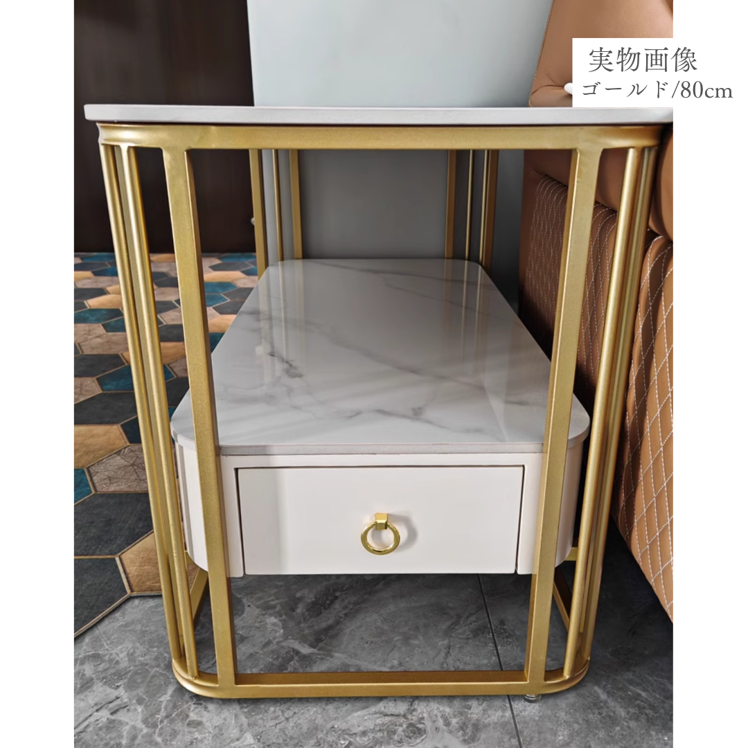 ラグジュアリーマーブル調ソファサイドテーブル