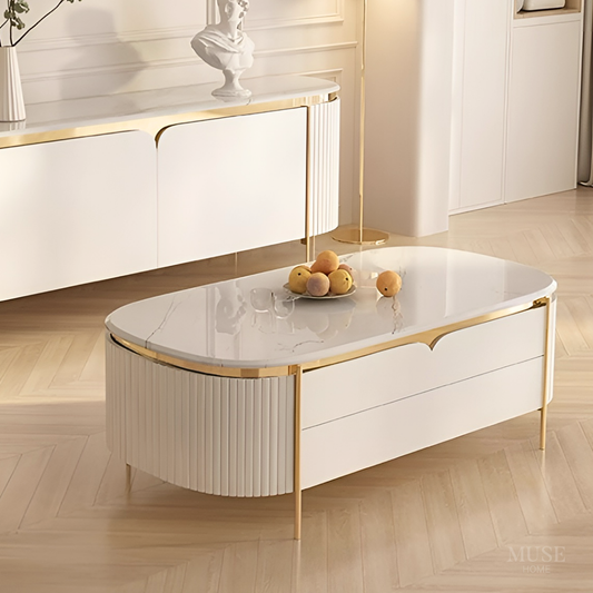 ラグジュアリーゴールドフレームローテーブル