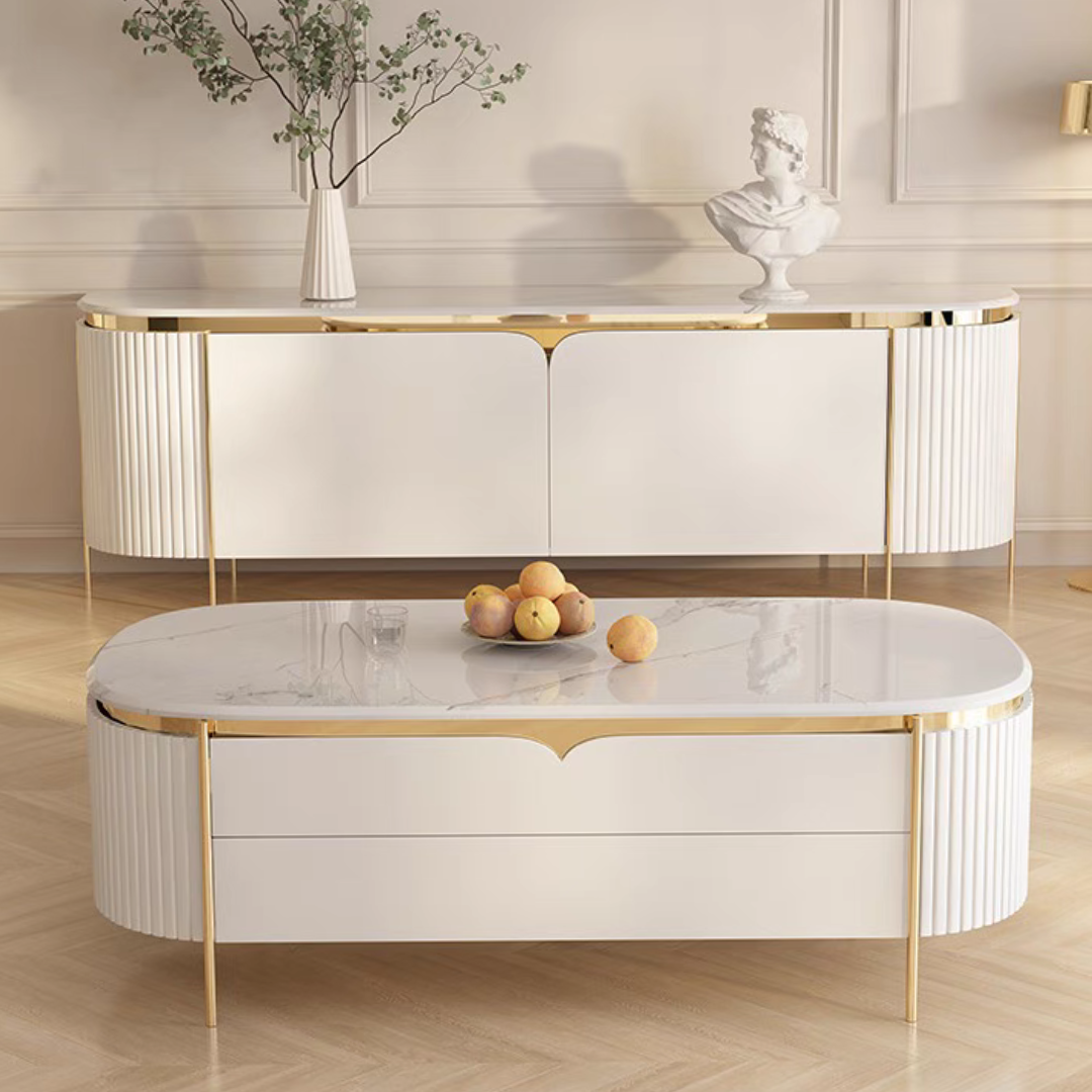 ラグジュアリーゴールドフレームローテーブル