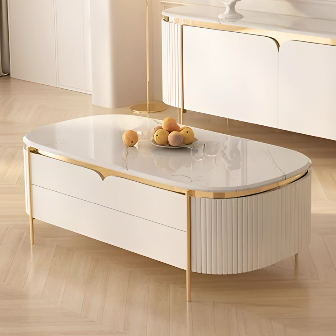 ラグジュアリーゴールドフレームローテーブル