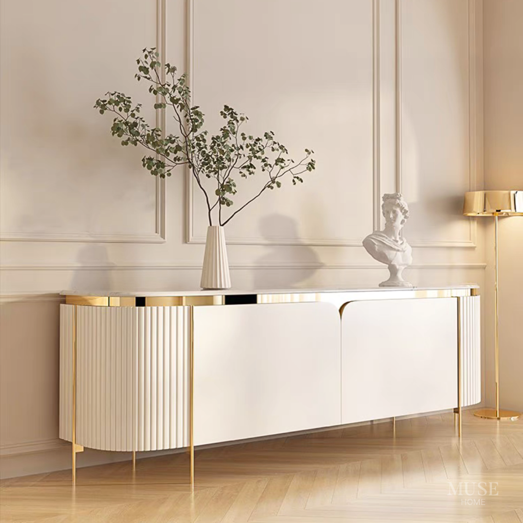 ラグジュアリーゴールドフレームテレビキャビネット