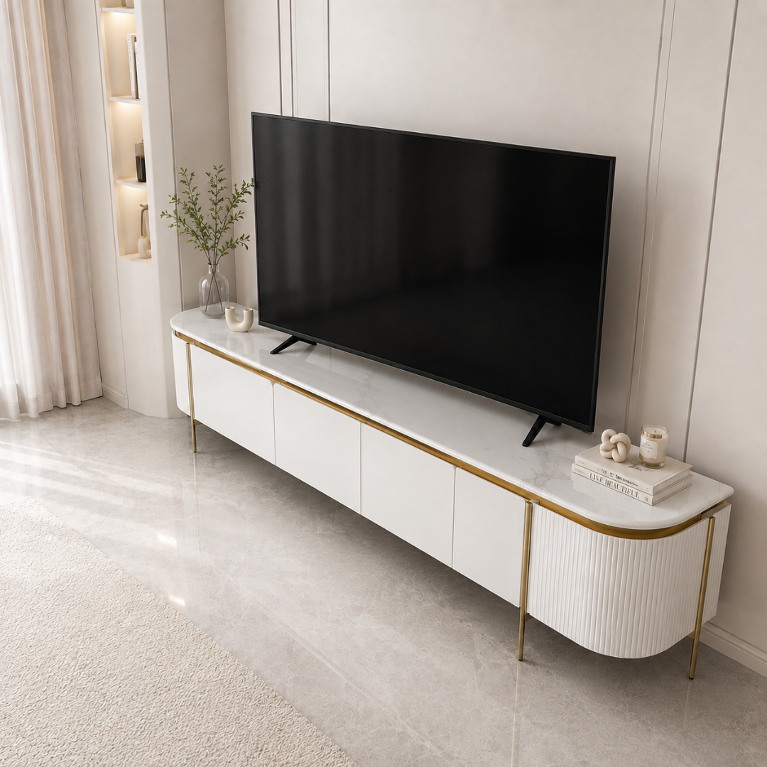 ラグジュアリーゴールドフレームテレビキャビネット