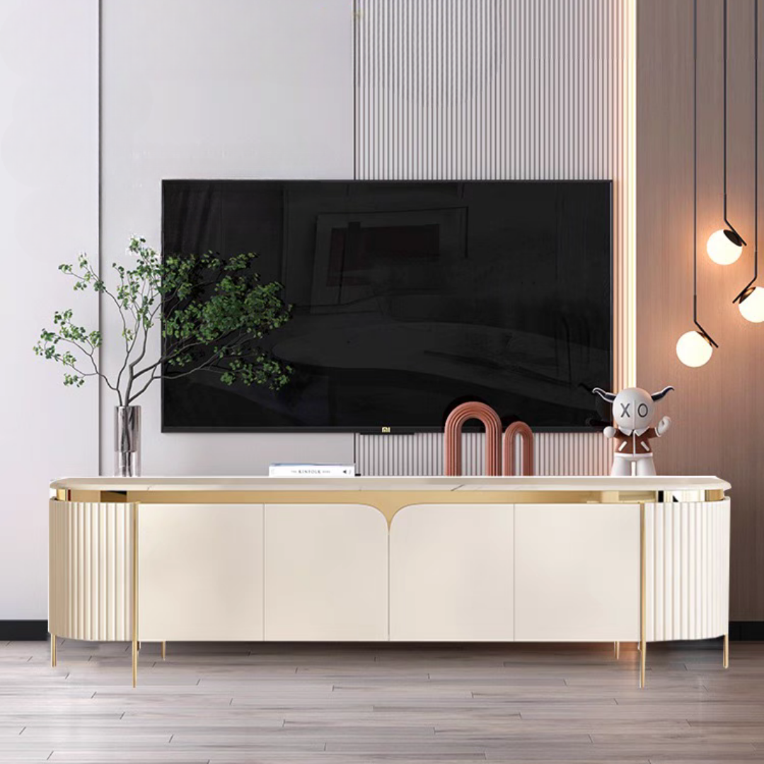 ラグジュアリーゴールドフレームテレビキャビネット