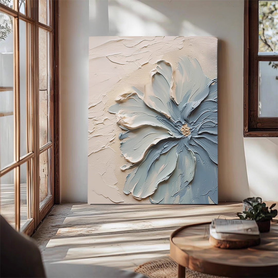 ブルーフラワープレミアムテクスチャアート