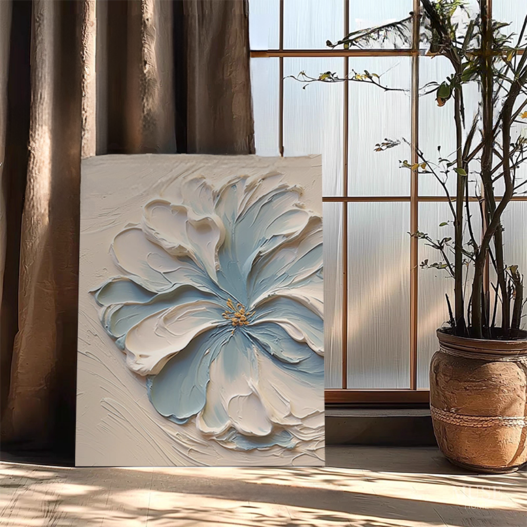 ブルーフラワープレミアムテクスチャアート