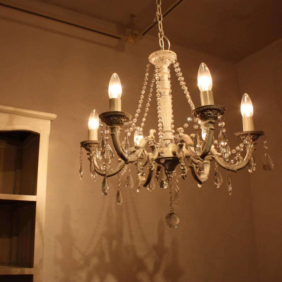 【即納】ホワイトアンティーククリスタルシャンデリア