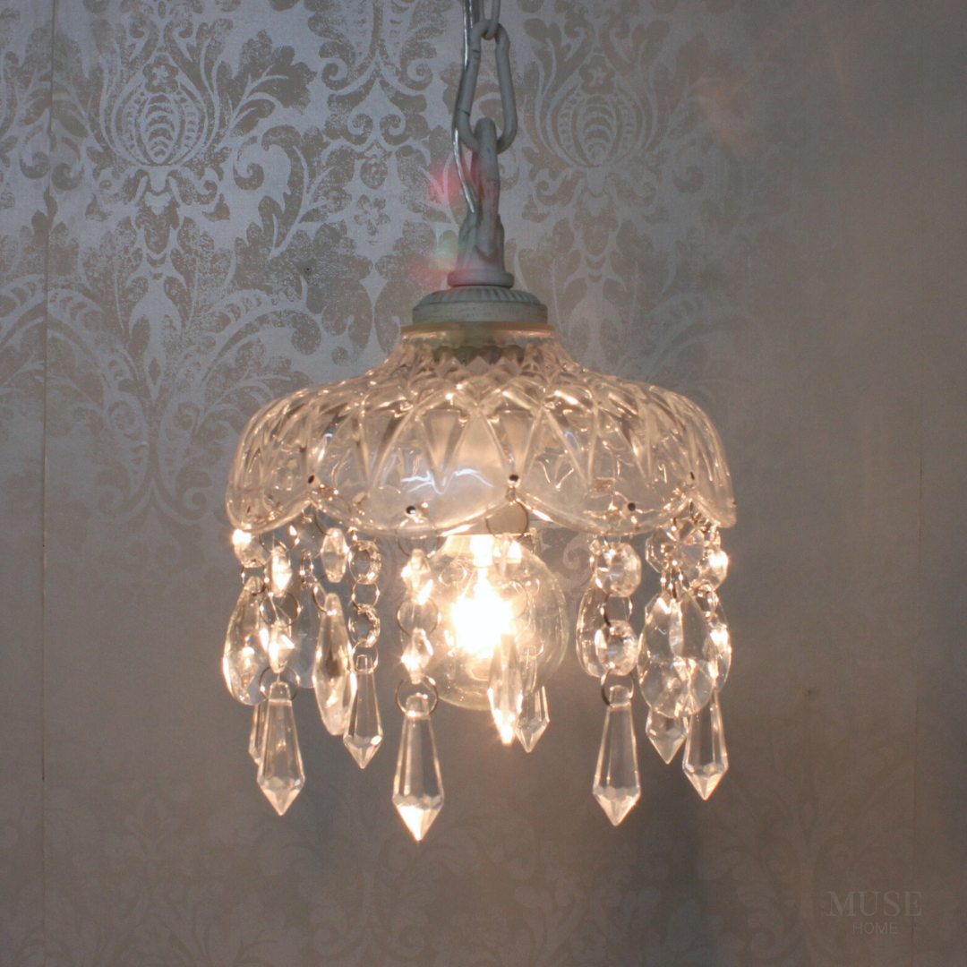 【即納】ホワイトアンティークコンパクトシャンデリア