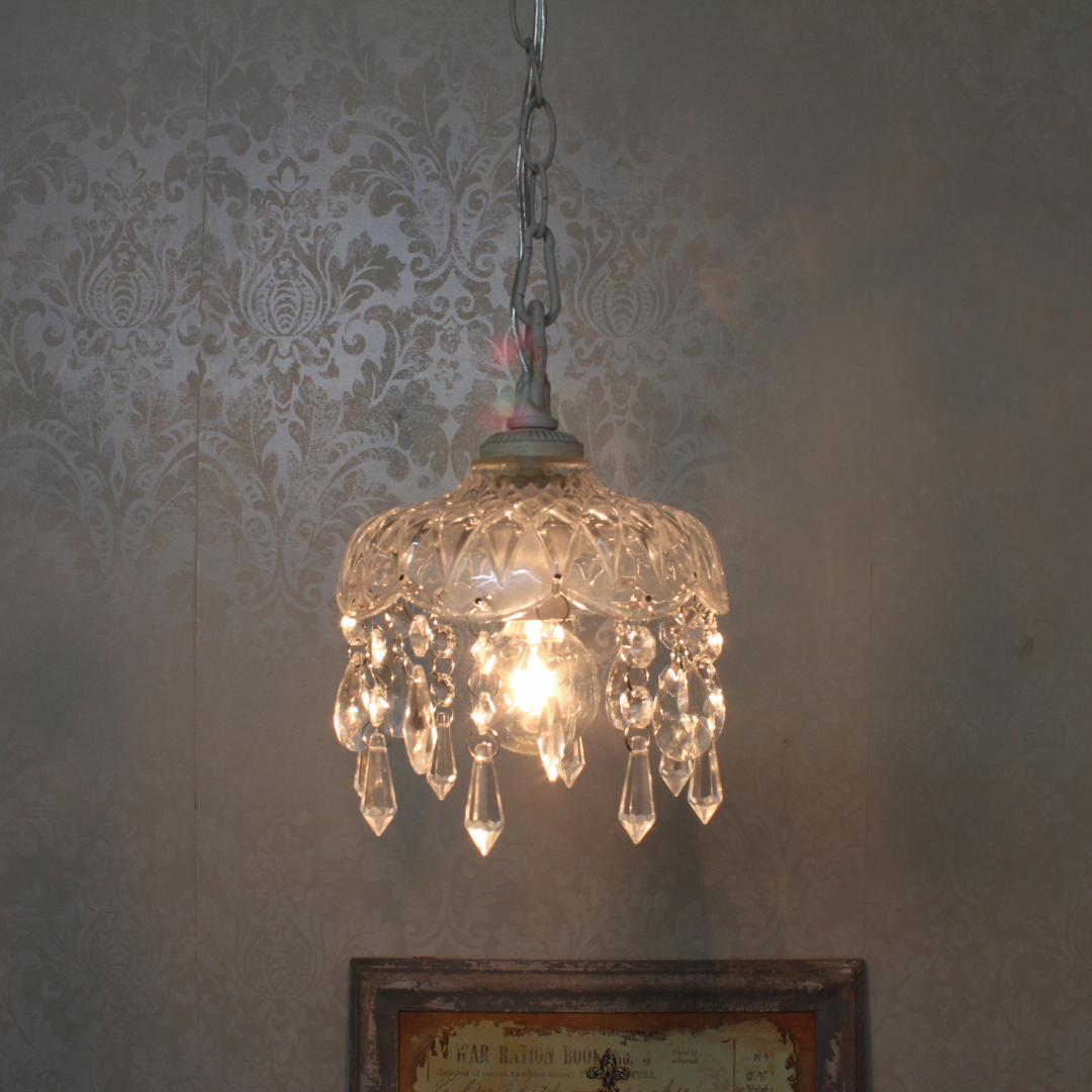 【即納】ホワイトアンティークコンパクトシャンデリア