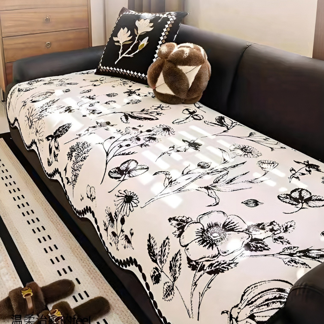 クラシカルフラワーソファシートカバー