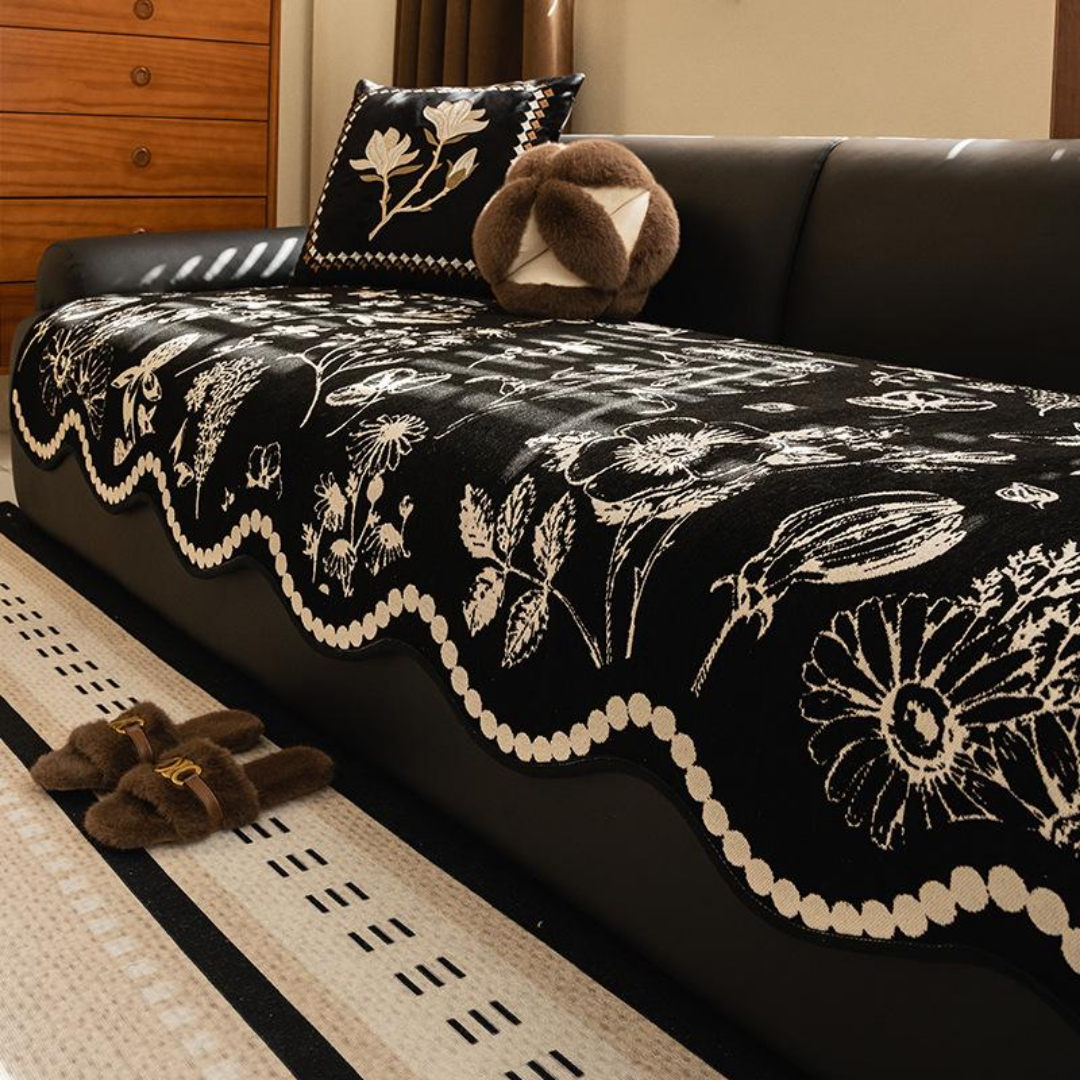 クラシカルフラワーソファシートカバー