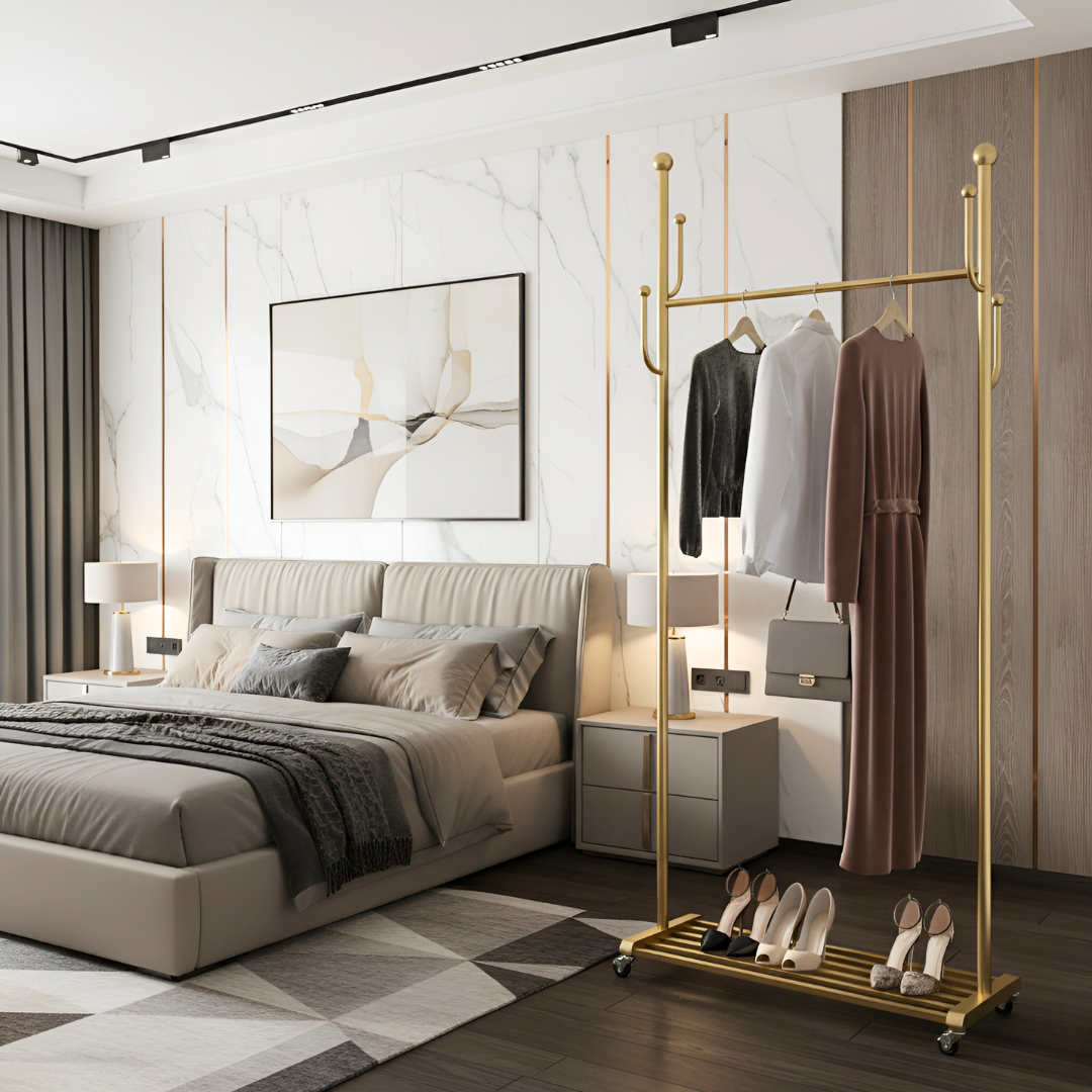 プレミアムキャスターゴールドハンガーラック