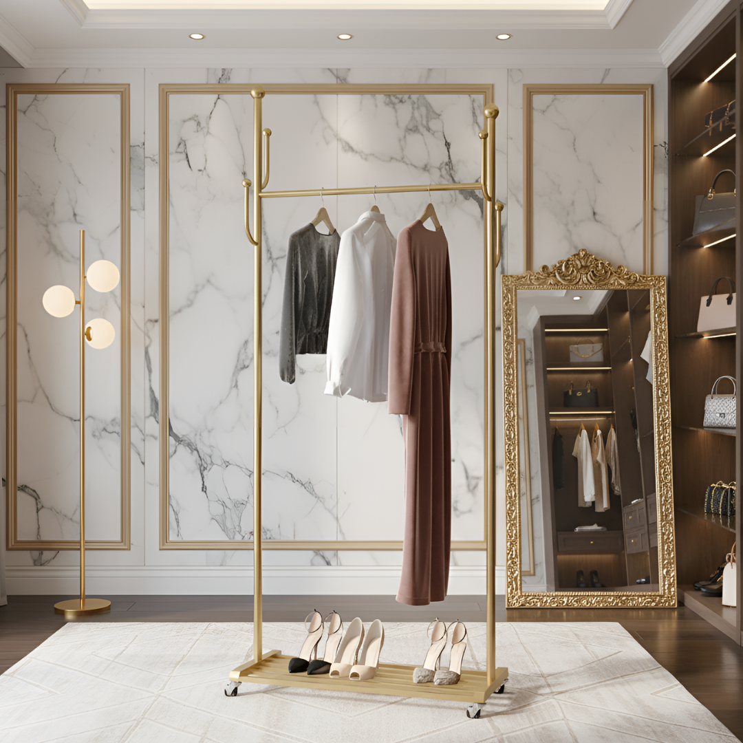 プレミアムキャスターゴールドハンガーラック