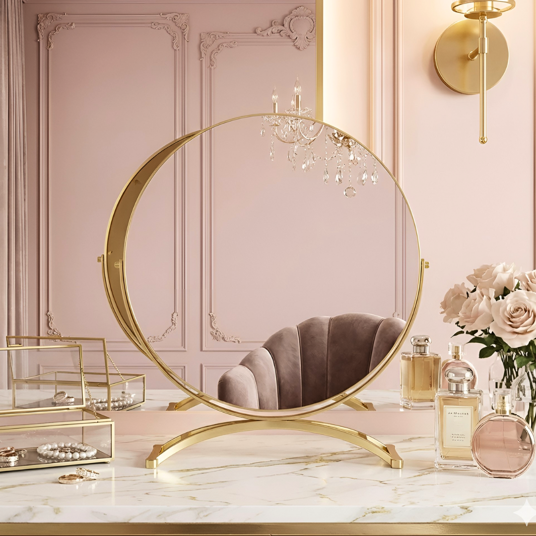 アーチラインゴールドテーブルミラー