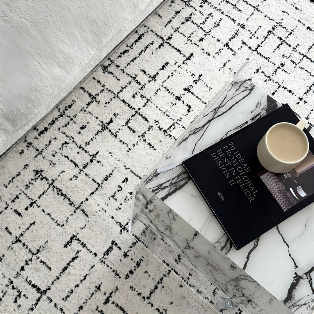 マーブル調クリアキューブサイドテーブル