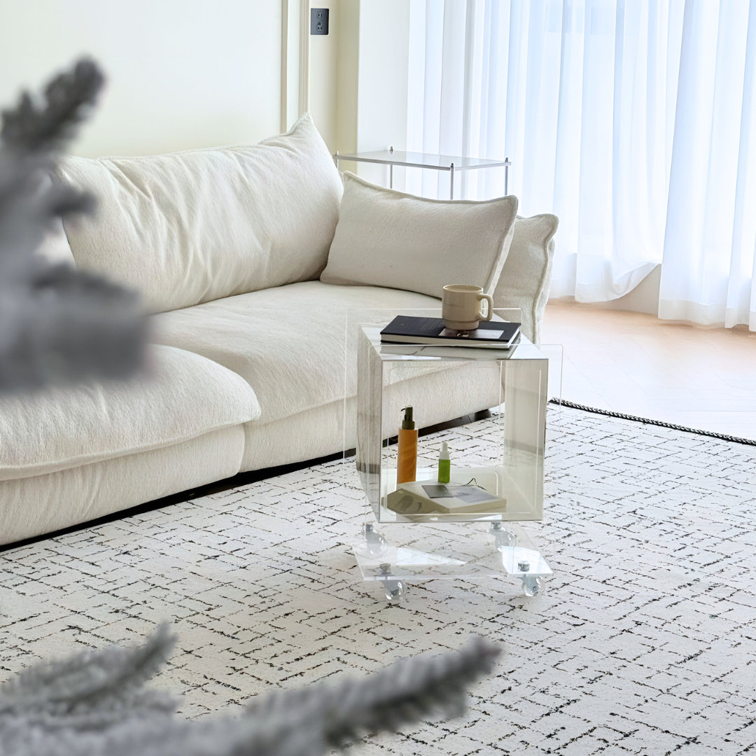 マーブル調クリアキューブサイドテーブル