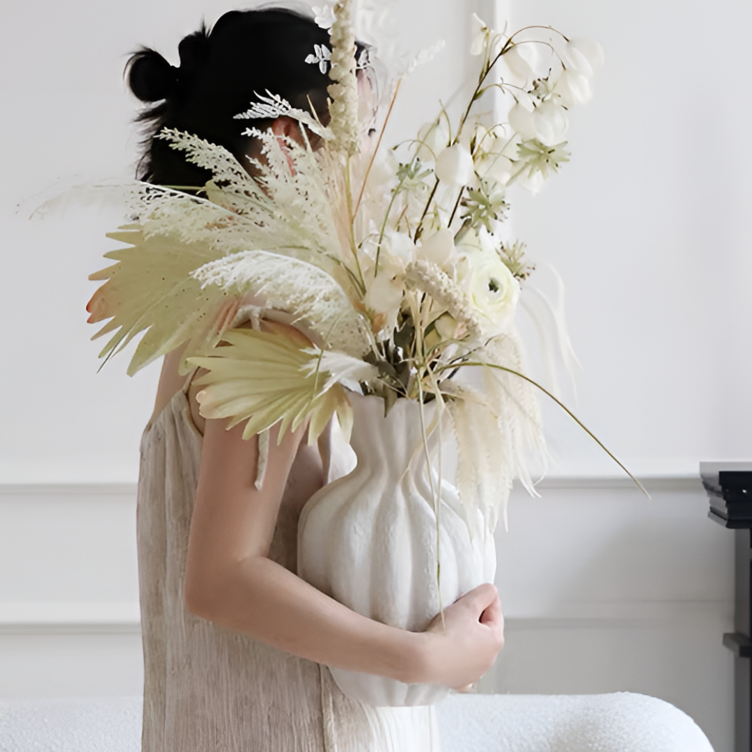 【早割対象】ホワイトアートフラワーベースセット