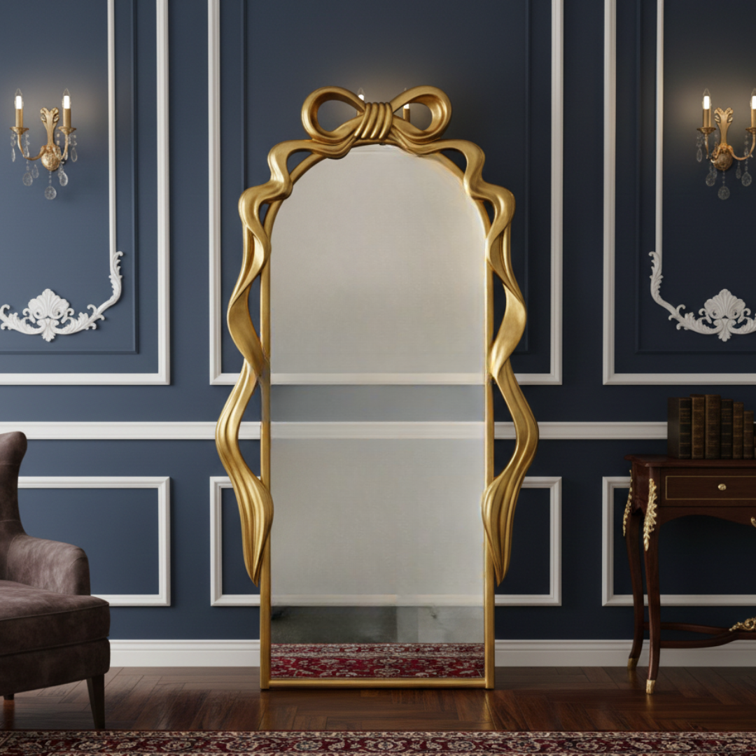 【早割対象】アートリボンゴールドスタンドミラー