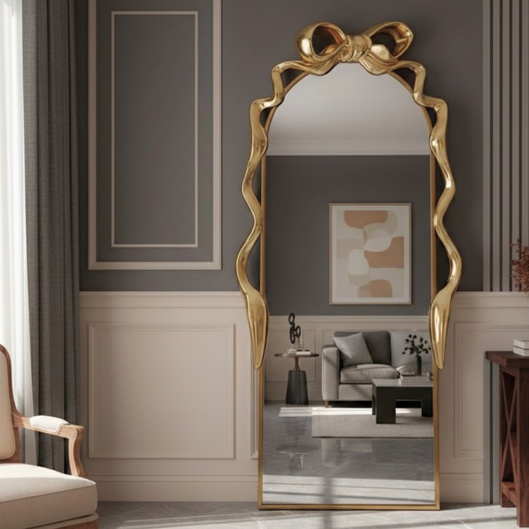 【早割対象】アートリボンゴールドスタンドミラー