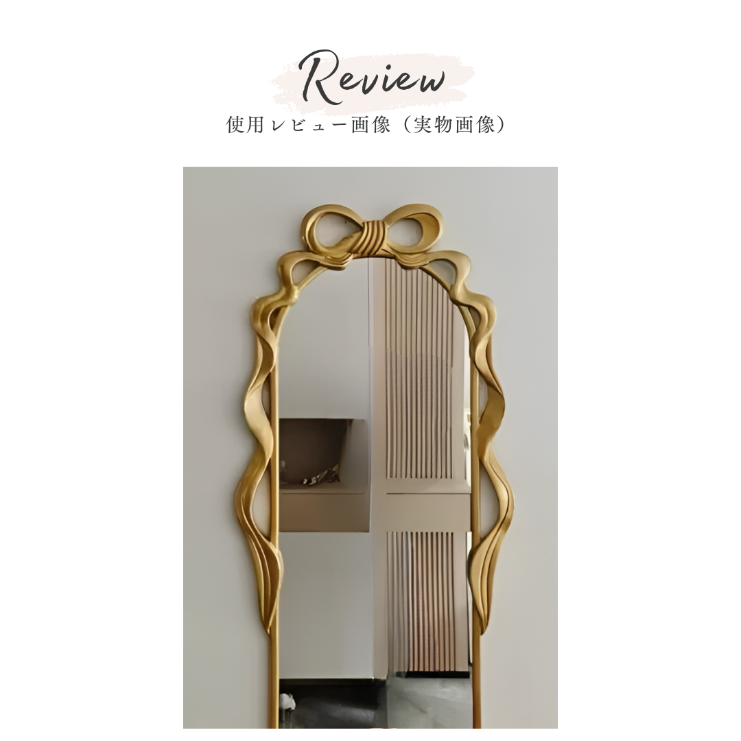 【早割対象】アートリボンゴールドスタンドミラー