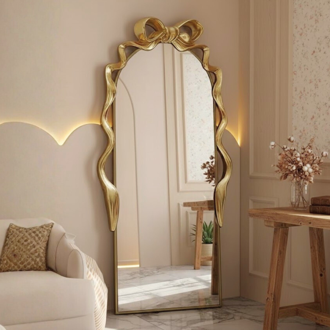 【早割対象】アートリボンゴールドスタンドミラー