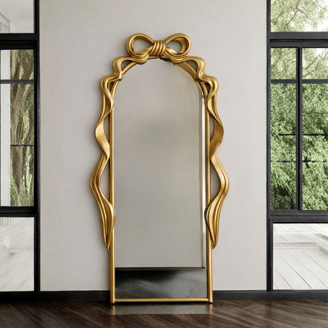 【早割対象】アートリボンゴールドスタンドミラー