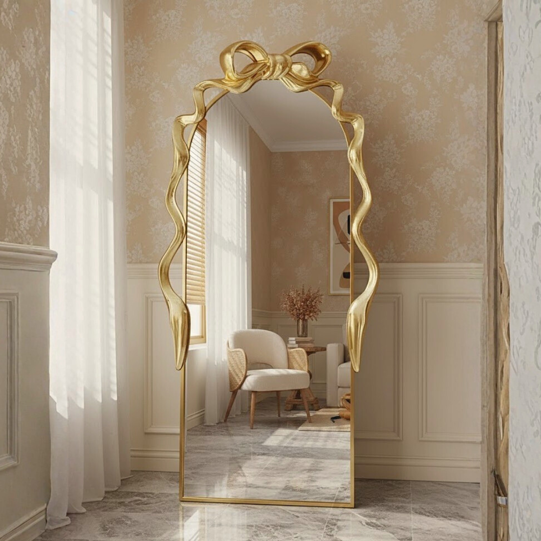 【早割対象】アートリボンゴールドスタンドミラー