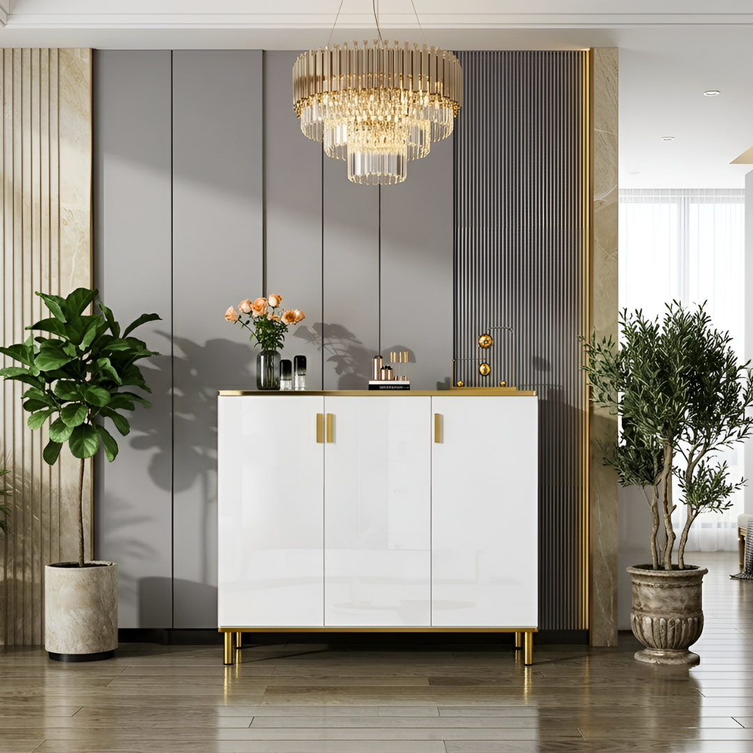 【早割対象】ホワイトクラシカルシューズキャビネット