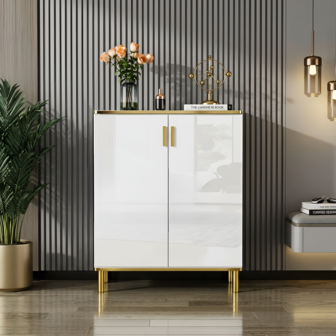 【早割対象】ホワイトクラシカルシューズキャビネット